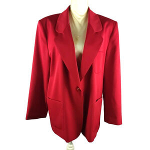 Da Rue Women's Blazer Size 18 Red One Button USA Flaw
